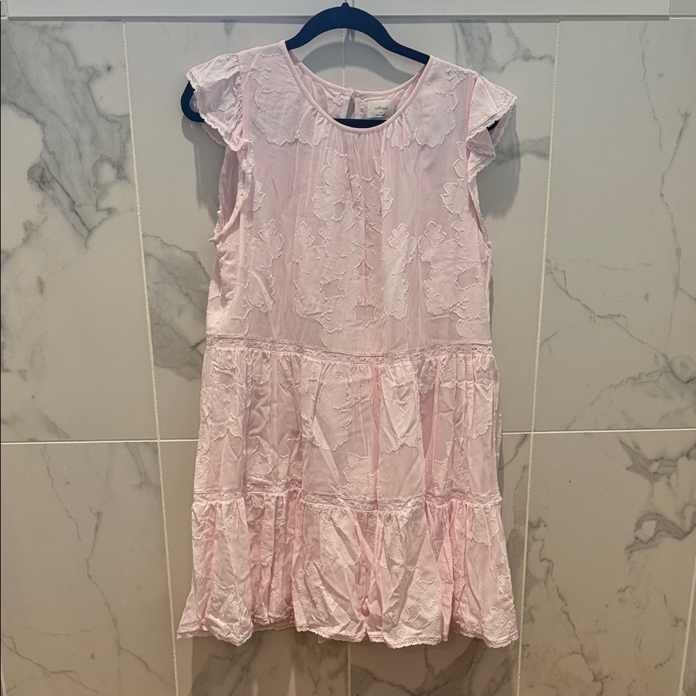 Wilfred Light Pink Embroidered Tiered Dress